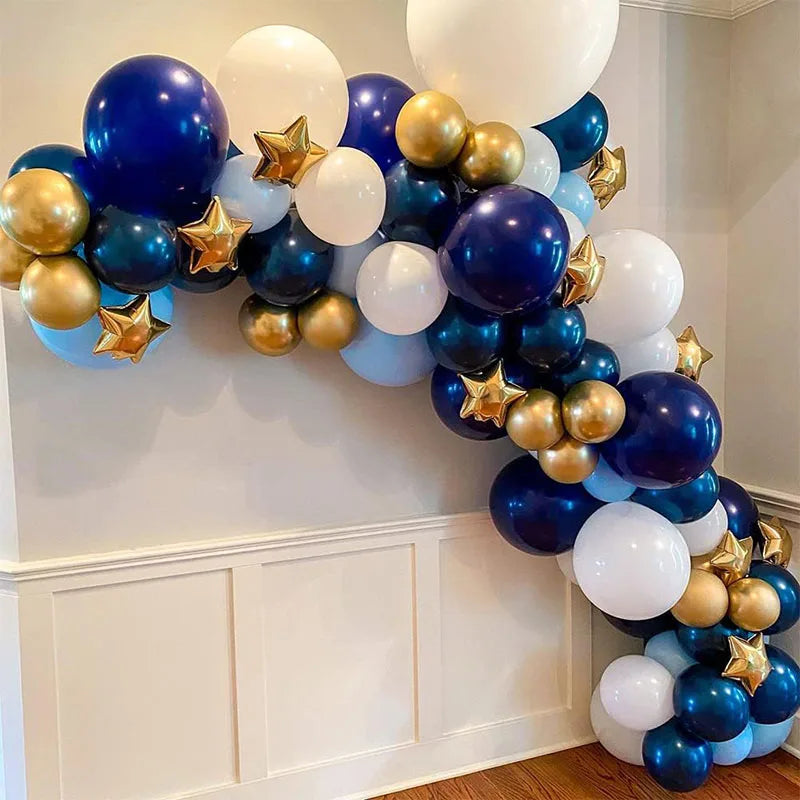 Twinkle Little Star Party Decorations Navy Blue Moon Star Balloon Garland Arch Kit for Baby Shower Ramadan Eid Mubarak Decor