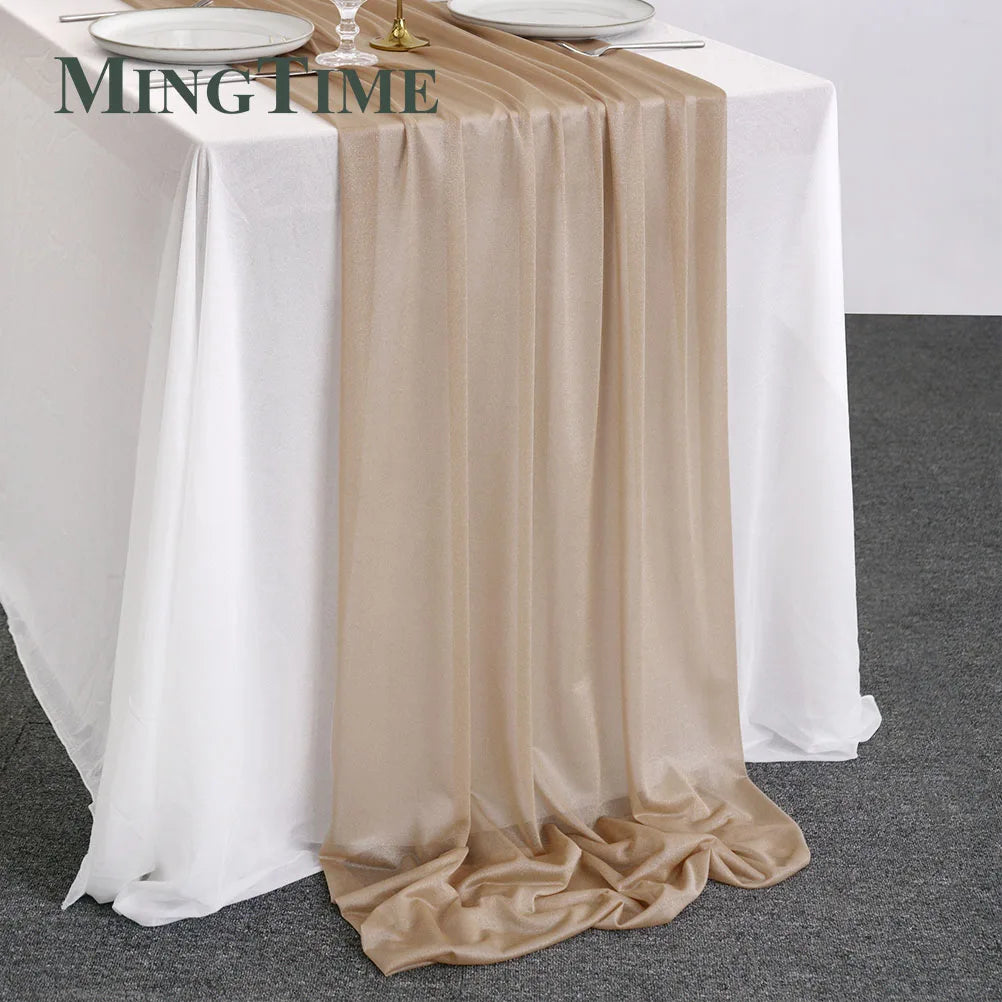 Sheer Chiffon Luxury Solid Colorful Table Runner Blue Rustic Boho Wedding Party Bridal Shower Birthday Home Christmas Decoration