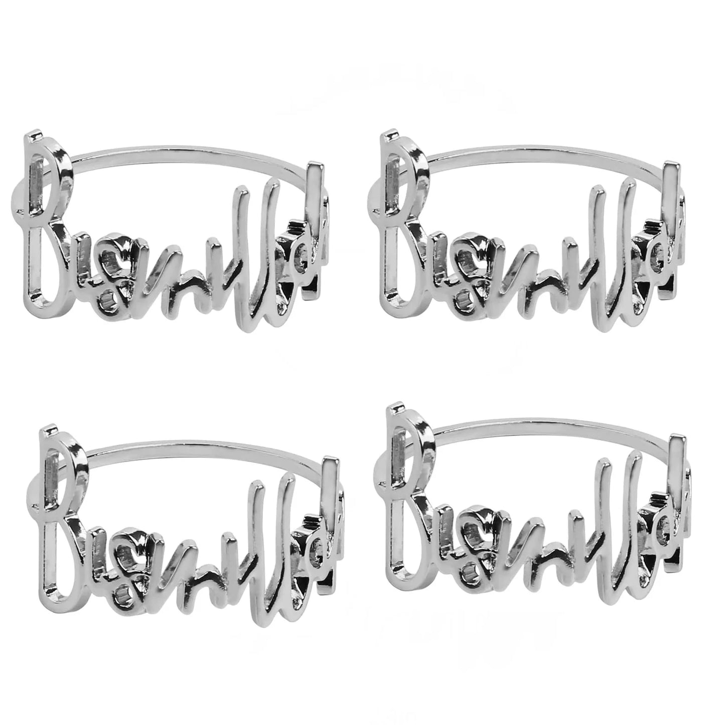 4pcs Bismillah Napkin Rings Eid Mubarak Muslim Islamic Ramadan Kareem Suhoor Iftar Dinner Table Decoration Housewarming Gift
