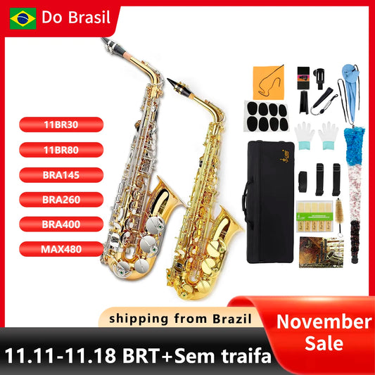 High Quality Eb Alto Saxophone Brass Lacquered Gold E Flat Sax Musical  Woodwind Instrument With Case Mouthpiece Accessories