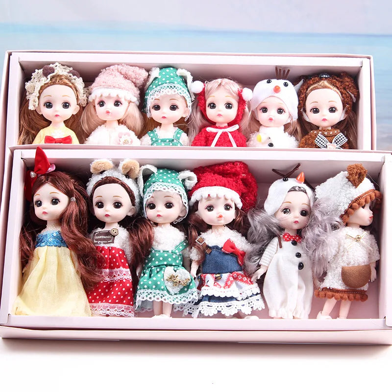 17cm Mini Bjd Doll for Girls 3 to 12 Year Old Wedding Dolls 1/12 With Hair and Clothes Full Set Christmas Gifts Toys for Kids