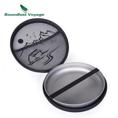 Boundless Voyage Tea Pot Cup Chinese Titanium Kung Fu Tea Set Camping Portable Ultralight Landscape Painting Tea Tray and Kettle