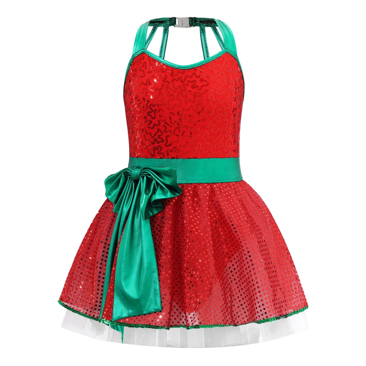 Girls Christmas Dance Dress Sleeveless Ballet Skating Gymnastics Leotard Tutu Xmas Carnival Party Cosplay Performance Costume