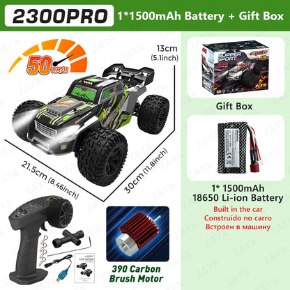 1:16 70km/H or 50km/H 4WD RC Car With LED Remote Control Cars High Speed Drift Monster 4x4 Truck for Kids Toy 2300PRO 2300MAX