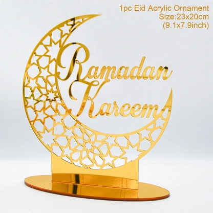 Ramadan Tray Table Centerpieces Plate Acrylic Ramadans Eid Mubarak Decorations for Home 2024 Islam Muslim Festival Party Gifts