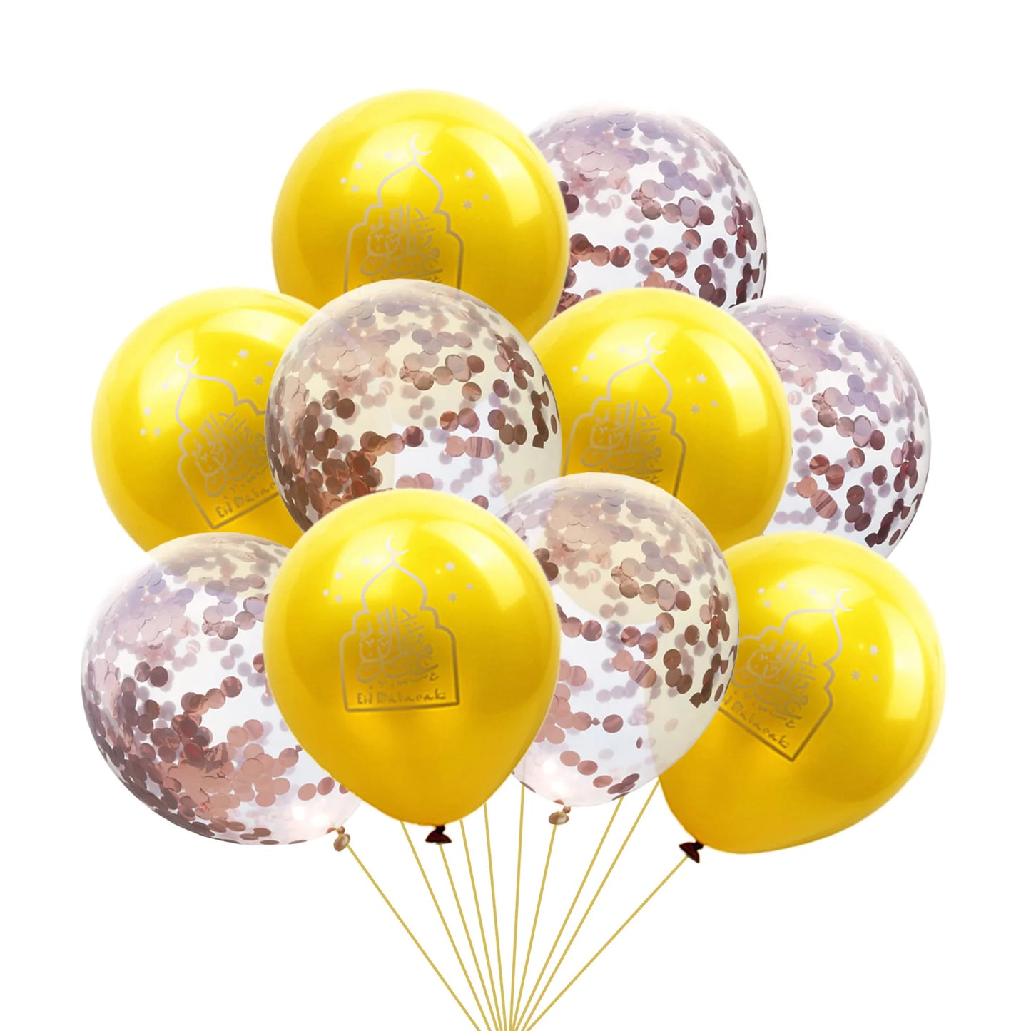 EID MUBARAK Balloons Decor, Ramadan Decoration, Silver and Gold, Islamic Muslim, Eid Mubarak Favors, Party Supplies, 10Pcs