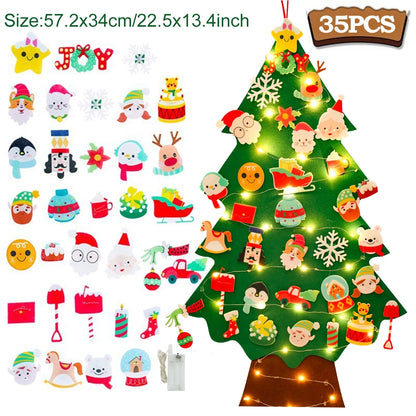 Kids DIY Felt Christmas Tree Merry Christmas Decorations for Home 2023 Christmas Ornaments Navidad 2024 New Year Gifts Xmas Tree