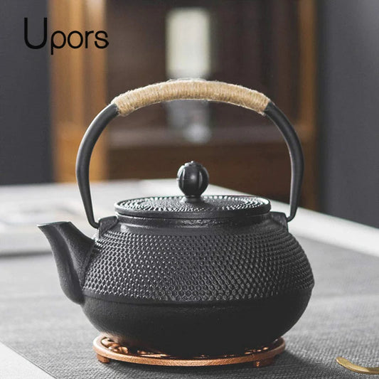UPORS Japanese Iron Tea Pot With Stainless Steel Infuser Cast Iron Teapot Tea Kettle for Boiling Water Oolong Tea 600/800/1200ml