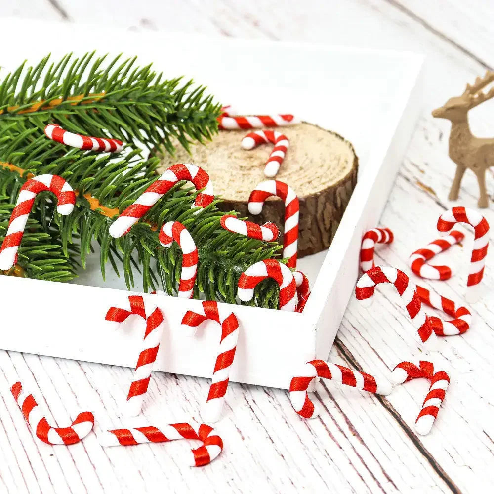 20pcs Mini Candy Cane Christmas Decoration Christmas Tree Decoration Xmas Pendant Diy Home Decor 2023 2024 New Year Kids Gift