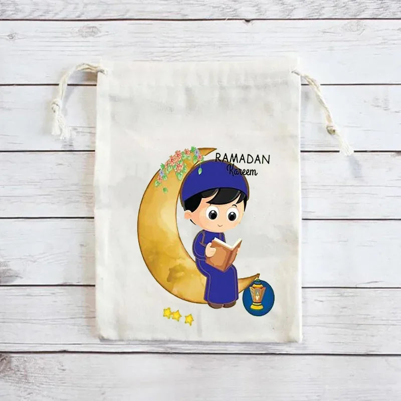 5pcs Eid Mubarak Candy Sack Muslim Islamic Ramadan Kareem Iftar Party Happy Al-Adha Kid Boy Girl Friend Family Present Gift Bags