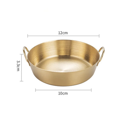 Korean Thicken 304 Stainless Steel Snack Plate With Double Handle Multifunctional Sauce Bowl Fruit Plate Kitchen Tableware Tools