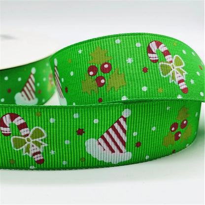 5yards/Lot 25MM Christmas Ribbon Printing Christmas Peripheral Ribbon for Bow Christmas Decoration DIY Gift Wrapping