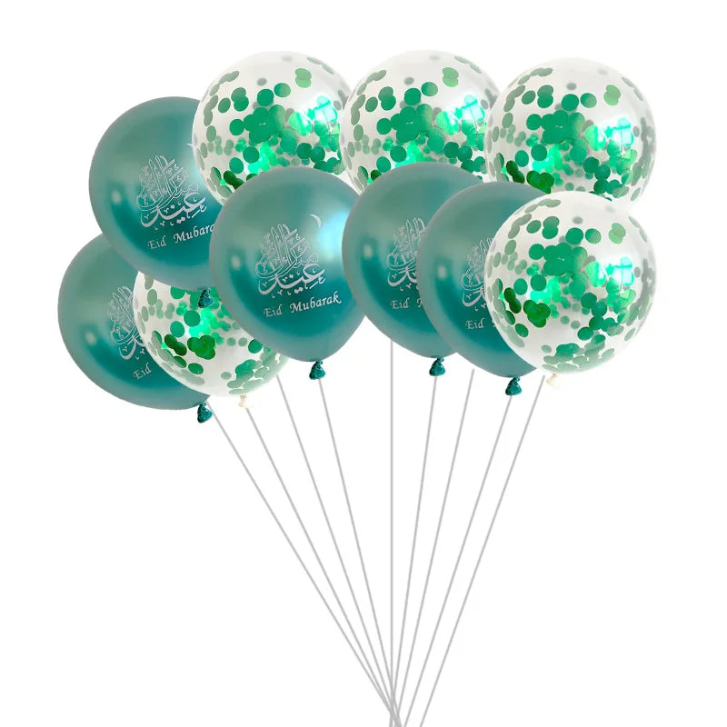 10pcs Eid Mubarak Metal Latex Balloon Ramadan Kareem Decoration Air Globos Ramadan Mubarak Muslim Islamic Festival Party Decor