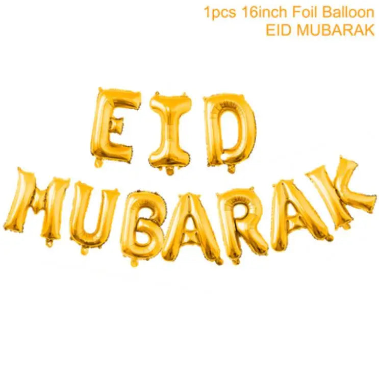Eid Mubarak Banner Bunting Balloons Plates Tablecloth Kareem Ramadan Decoration for Home 2024  Muslim Islamic Party Supplies