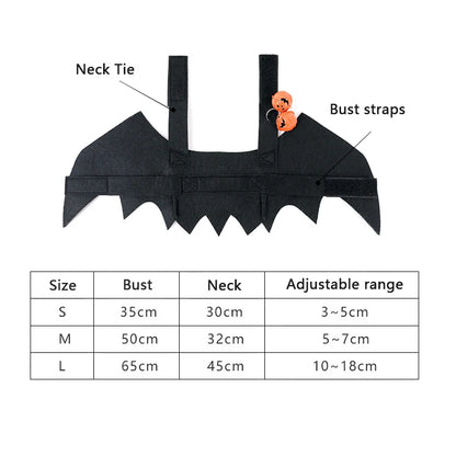 Halloween Cat Clothes Bat Wings Funny Dog Cosplay Costume With Pumpkin Bells 2023 New Dog Clothes Pet Supplies