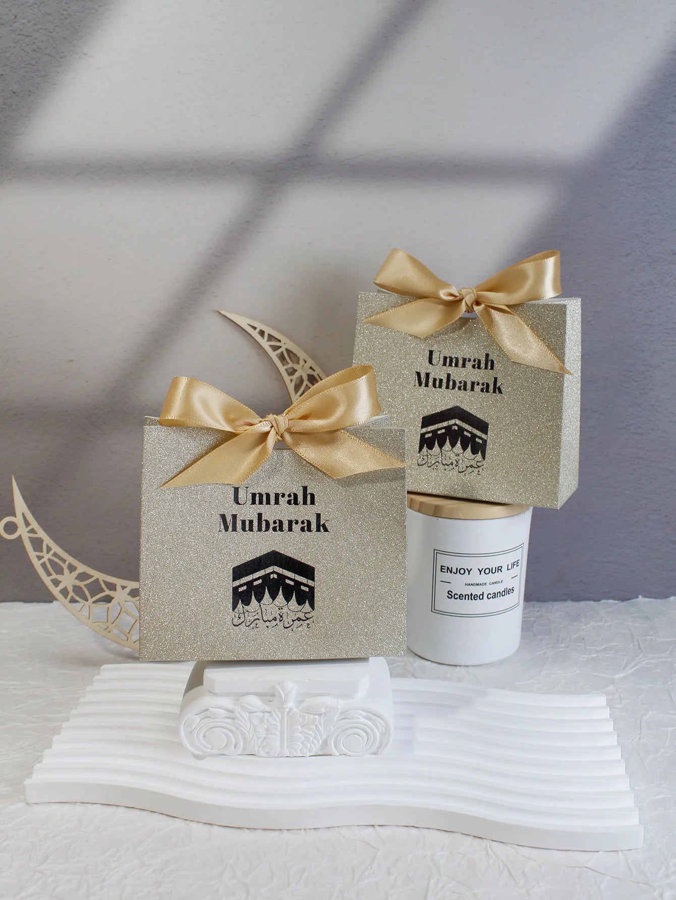 Umrah Mubarak Cardboard Treat Gift Boxes for Islam Eid Ramadan Candy Box Goody Gifts Boxes Crafting Cookie Boxes（black） ﻿