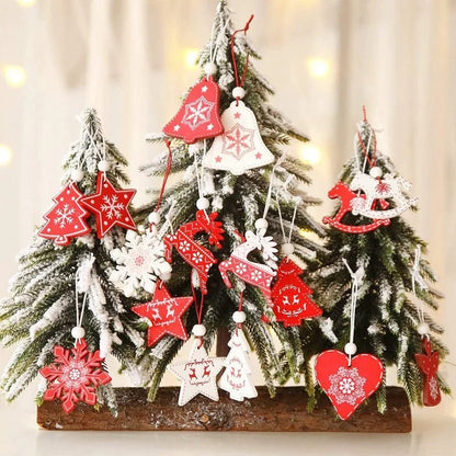 12pcs/Set Wooden Christmas Tree Toys Christmas Ornaments Christmas Decoration Party Home Wedding New Year 2022 Noel Navidad