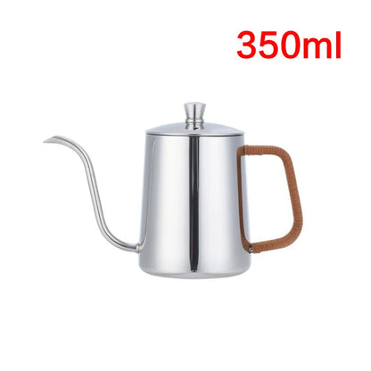 Drip Kettle 350ml 600ml Coffee Tea Pot Non-Stick Coating Food Grade Stainless Steel Gooseneck Drip Kettle Swan Neck Thin Mouth