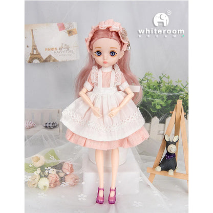 Slim 26cm Bjd Doll for Girl 13 Movable Joints Fashion Princess Clothes Suit Accessories Blue Eyes Decoration Eyelash Solid Doll