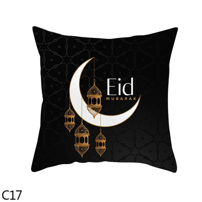 45cm Eid Mubarak Cushion Cover Golden Ramadan Pattern Home Decorative Pillowcase Islamic Muslim Party Favors Eid Party Supplies