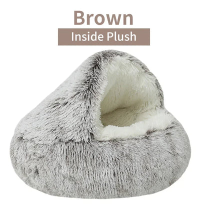 Winter Soft Plush Pet Bed With Cover Round Cat Bed Pet Mattress Warm Cat Dog Sleeping Nest Cave for Small Dogs Kitten 2 in 1