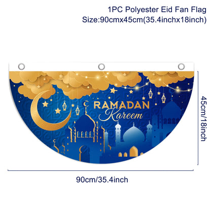 Eid Mubarak Decoration 2024 Hanging Flag Ramadan for Home Door Islamic Muslim Party Decor Ramadan Kareem Banner Eid Al-Fitr Gift