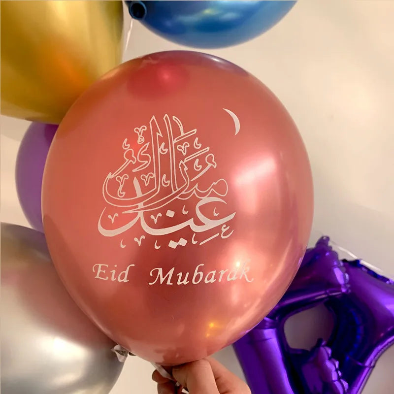 10pcs Eid Mubarak Metal Latex Balloon Ramadan Kareem Decoration Air Globos Ramadan Mubarak Muslim Islamic Festival Party Decor