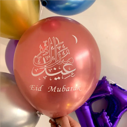 10pcs Eid Mubarak Metal Latex Balloon Ramadan Kareem Decoration Air Globos Ramadan Mubarak Muslim Islamic Festival Party Decor