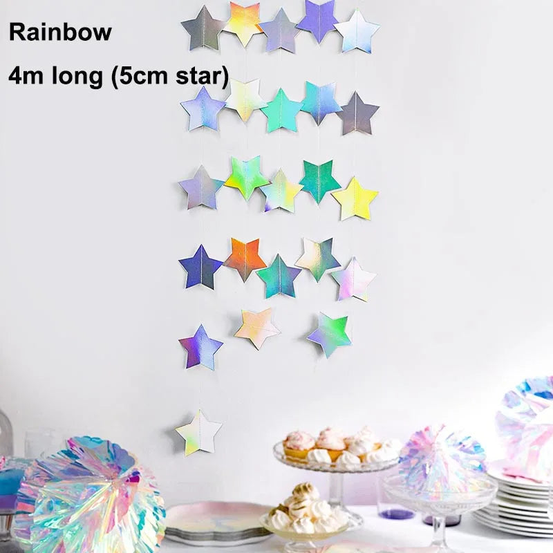 4M EID Ramadan Garland Moon Star Hanging Banner Streamer Party Backdrop for Birthday Baby Shower Islam Mubarak Party Decor 2024