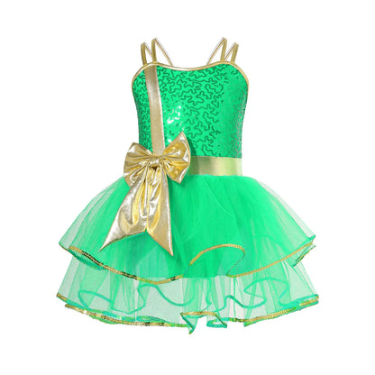 Girls Christmas Dance Dress Sleeveless Ballet Skating Gymnastics Leotard Tutu Xmas Carnival Party Cosplay Performance Costume