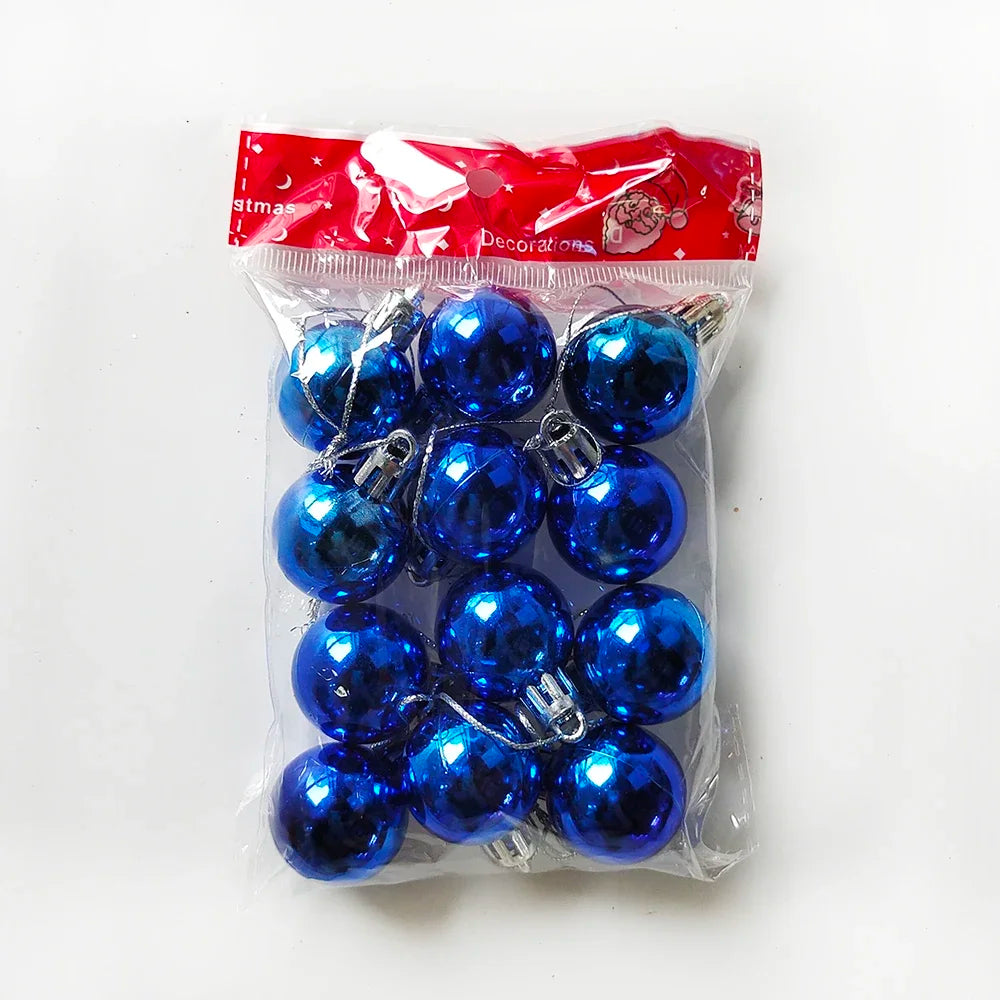 12Pcs Mini Christmas Balls Christmas Tree Hanging Ornament Plastic Red Green Gold Ball Pendant Christmas Decoration 2024 Navidad