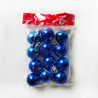 12Pcs Mini Christmas Balls Christmas Tree Hanging Ornament Plastic Red Green Gold Ball Pendant Christmas Decoration 2024 Navidad