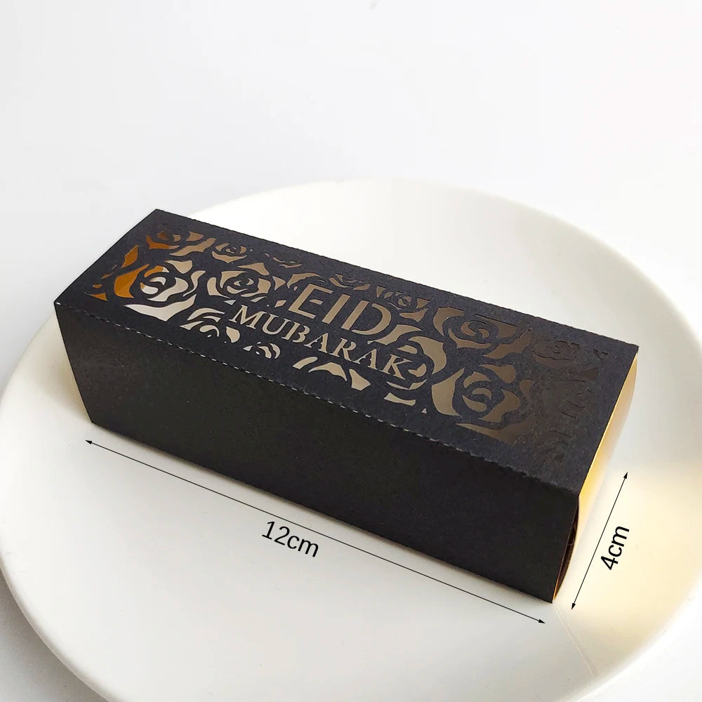 10Pcs Eid Mubarak Gift Box Ramadan Gift Packages Gold Hollow Eid Mubarak Candy Cake Box Eid Mubarak Decoration 2024 Muslim Party
