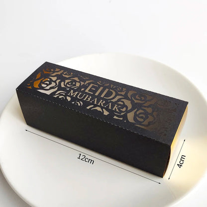10Pcs Eid Mubarak Gift Box Ramadan Gift Packages Gold Hollow Eid Mubarak Candy Cake Box Eid Mubarak Decoration 2024 Muslim Party