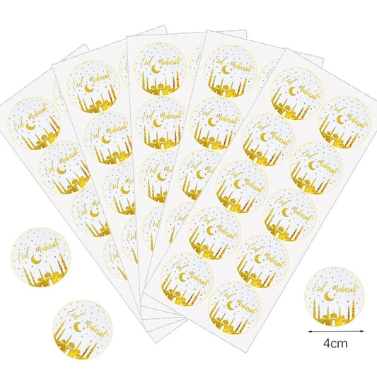50pcs Ramadan Stickers Eid Mubarak Gift Paper Lable Seal Stickers Ramadan Kareem Decoration 2024 Islamic Muslim Party Supplies