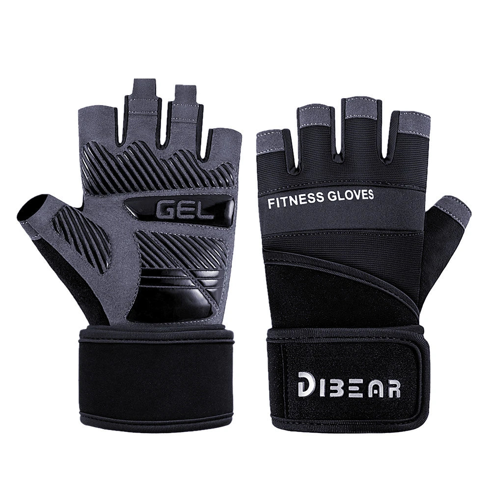 Half Finger Bodybuilding Gym Gloves Weightlifting Dumbbell Training Anti-Slip Fitness Gloves Crossfit Workout Exercise for Man