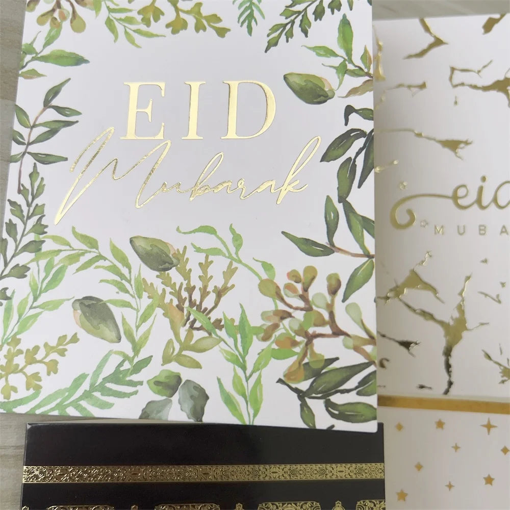6pcs/Set Eid Mubarak Thanks Card Ramadan Decoration Gift Message Greeting Card Islamic Muslim Eid Al-Fitr Festival Party Decor