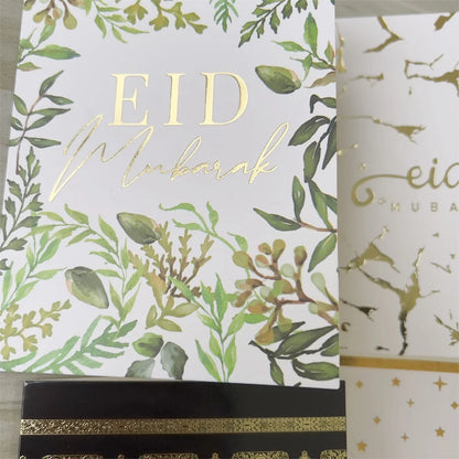 6pcs/Set Eid Mubarak Thanks Card Ramadan Decoration Gift Message Greeting Card Islamic Muslim Eid Al-Fitr Festival Party Decor