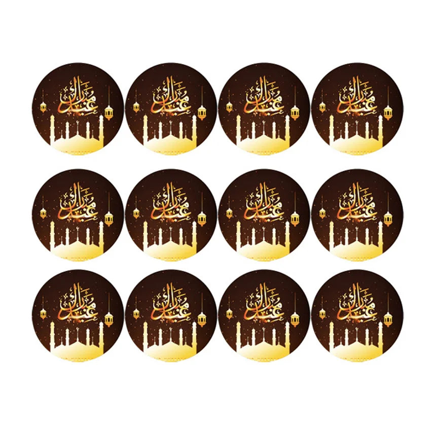 60Pcs Ramadan Kareem Eid Al-Fitr Decorative Stickers Blessed Eid Mubarak Muslim Religion Festival Decor Food Gift Bag Sealing
