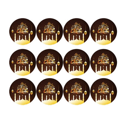60Pcs Ramadan Kareem Eid Al-Fitr Decorative Stickers Blessed Eid Mubarak Muslim Religion Festival Decor Food Gift Bag Sealing