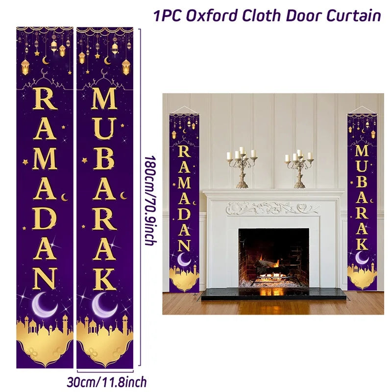 Eid Mubarak Door Banner Ramadan Decoration 2024 for Home Mubarak Ramadan Kareem Islamic Muslim Party Decor  Eid Al Adha Gifts