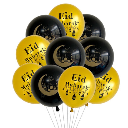 10pcs Eid Mubarak Metal Latex Balloon Ramadan Kareem Decoration Air Globos Ramadan Mubarak Muslim Islamic Festival Party Decor