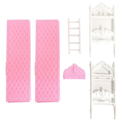 NK 1 Pcs Pink Bunk Doll Bed Dollhouse Furniture Princess Girl Bedroom for Barbie Doll Accessories Gift's Doll Baby Toy