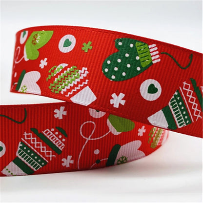 5yards/Lot 25MM Christmas Ribbon Printing Christmas Peripheral Ribbon for Bow Christmas Decoration DIY Gift Wrapping