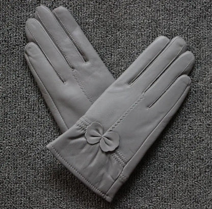 2020 Women's Genuine Leather Gloves Red Sheepskin Gloves Autumn and Winter Fashion Female Windproof Gloves