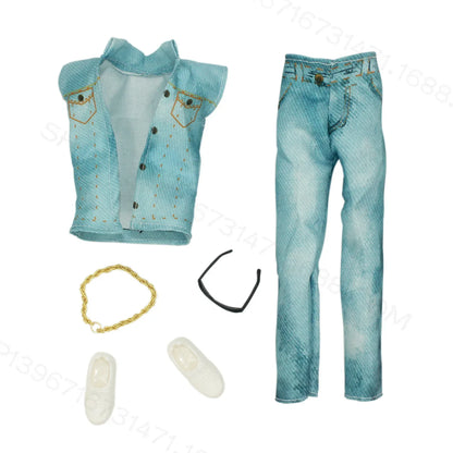 Fashion Clothing for Barbie Ken Dolls Clothes Movie Dress Up Denim Pants Set 1/6 Princess Skirts Bjd Toys for Girls Accessories
