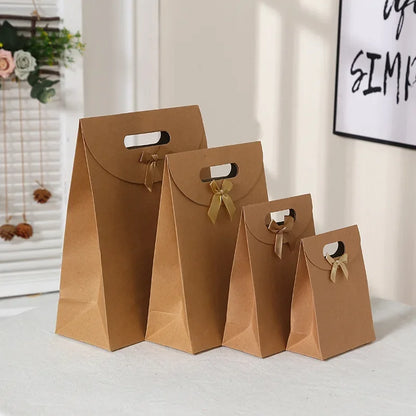 32/26/20/16cm Kraft Paper Portable Gift Bag PVC Clear Window Packaging Bags for Small Business Birthday Christmas Present Wrap