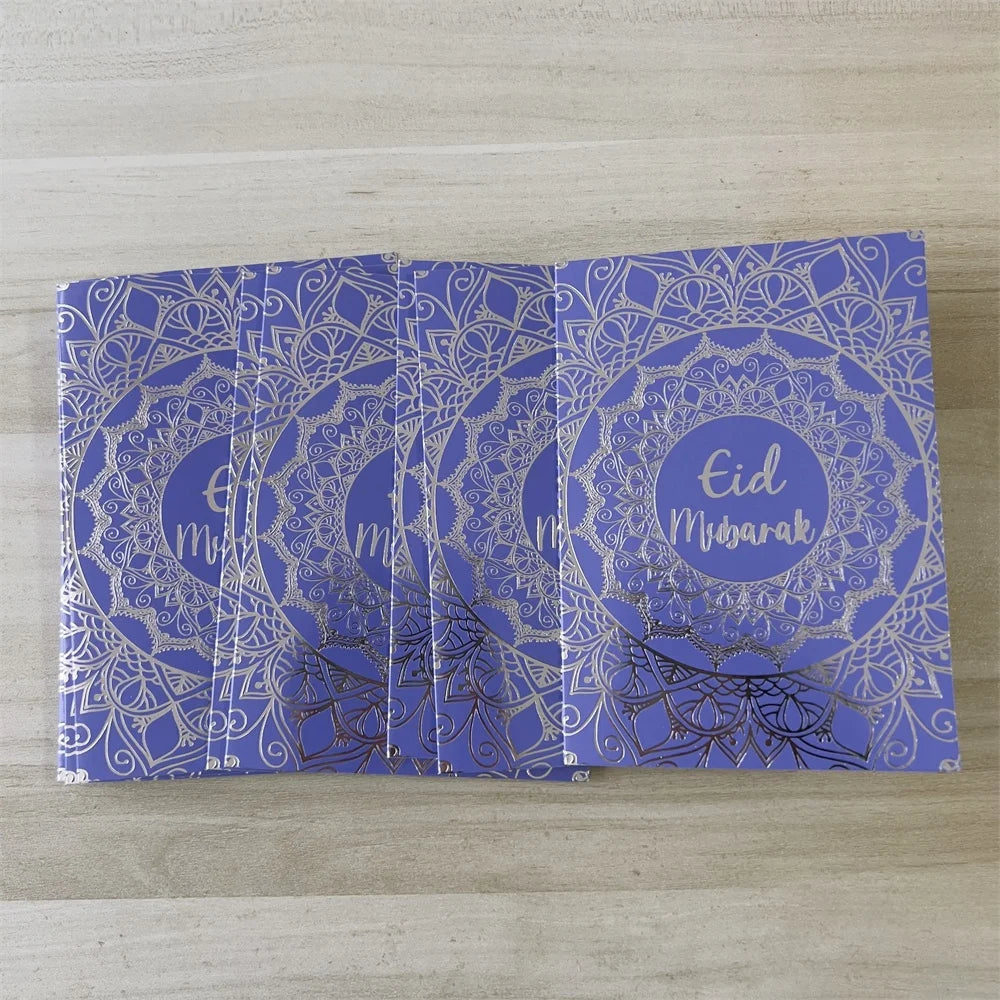 6pcs/Set Eid Mubarak Thanks Card Ramadan Decoration Gift Message Greeting Card Islamic Muslim Eid Al-Fitr Festival Party Decor