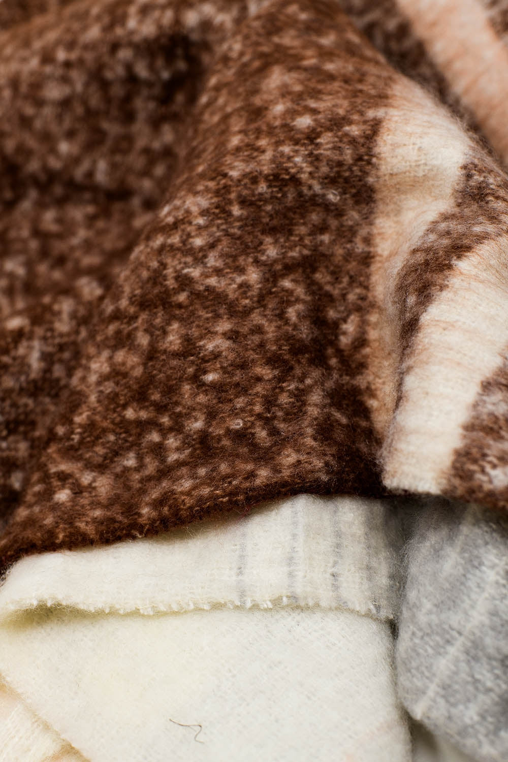 Multi Colored Chunky Knit Scarf in Shades of Brown Stripes
