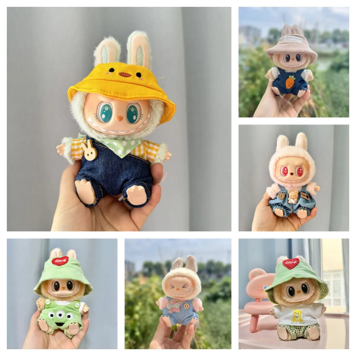 17cm Mini Plush Doll'S Clothes Outfit Accessories for Korea Kpop Exo Labubu I II Idol Dolls Sit Party Overalls Clothing Gift
